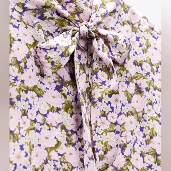 (SOLD) ZARA Satin Effect Mock Neck Longsleeve Dress XL, Purple/Green - Picture 4 of 12